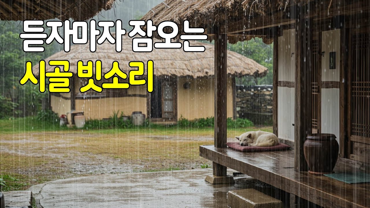 듣자마자 잠 오는 시골 빗소리 - 수면 유도 백색소음 ASMR, 공부, 명상, 집중