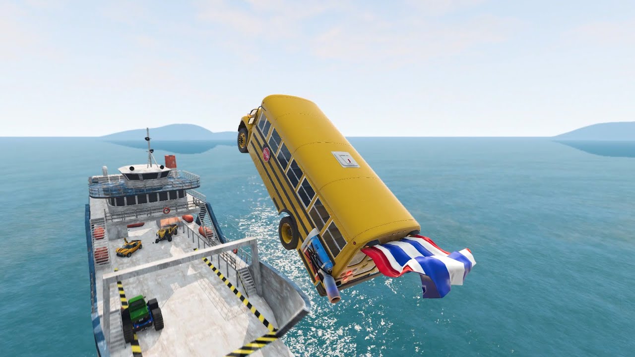 Машина против корабля: Запрыгиваем на парусник | BeamNG Drive