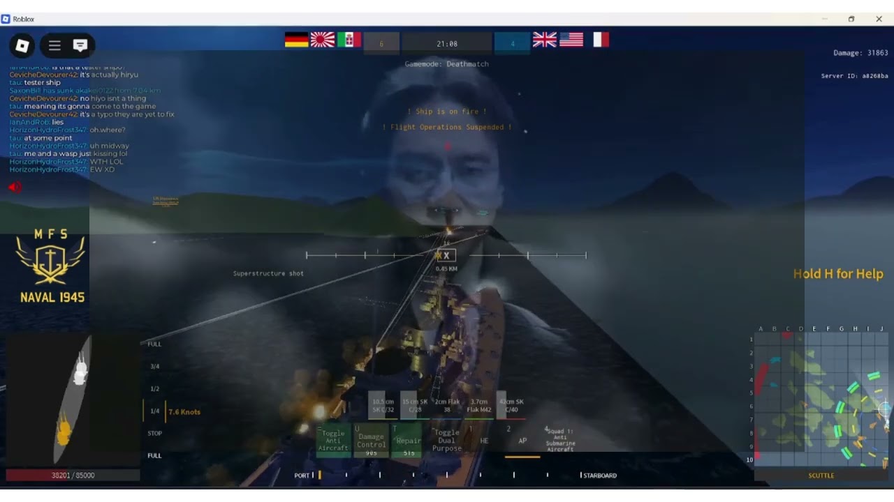Average German High Tier (H-41 Class) Battleships Gameplay in CQC (Roblox's Naval 1945 meme)