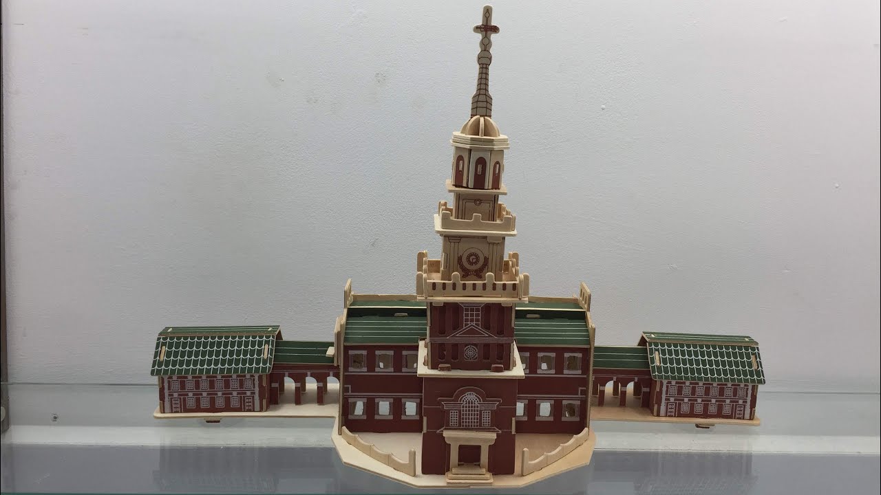 DIY Craft Instruction 3D Puzzle Wood Craft Construction Kit American Independence Hall