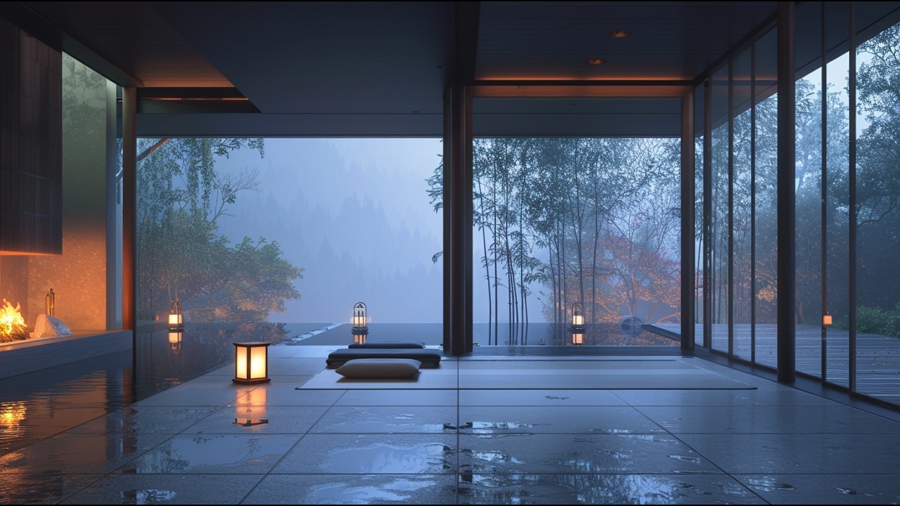 Peaceful Winter Evening in Japan: Soft Piano & Japanese Fireplace for Sleep and Study
