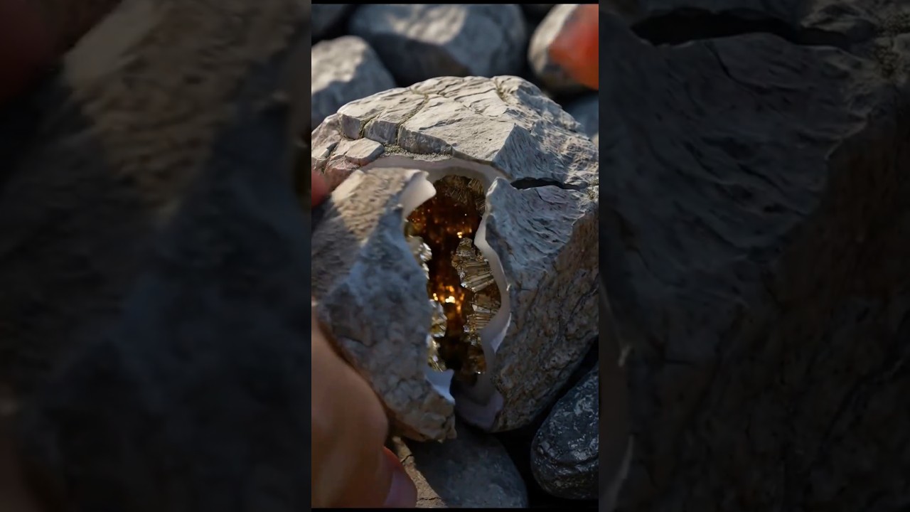 What's inside this geode ? #ai #aigenerated #crystals #asmr