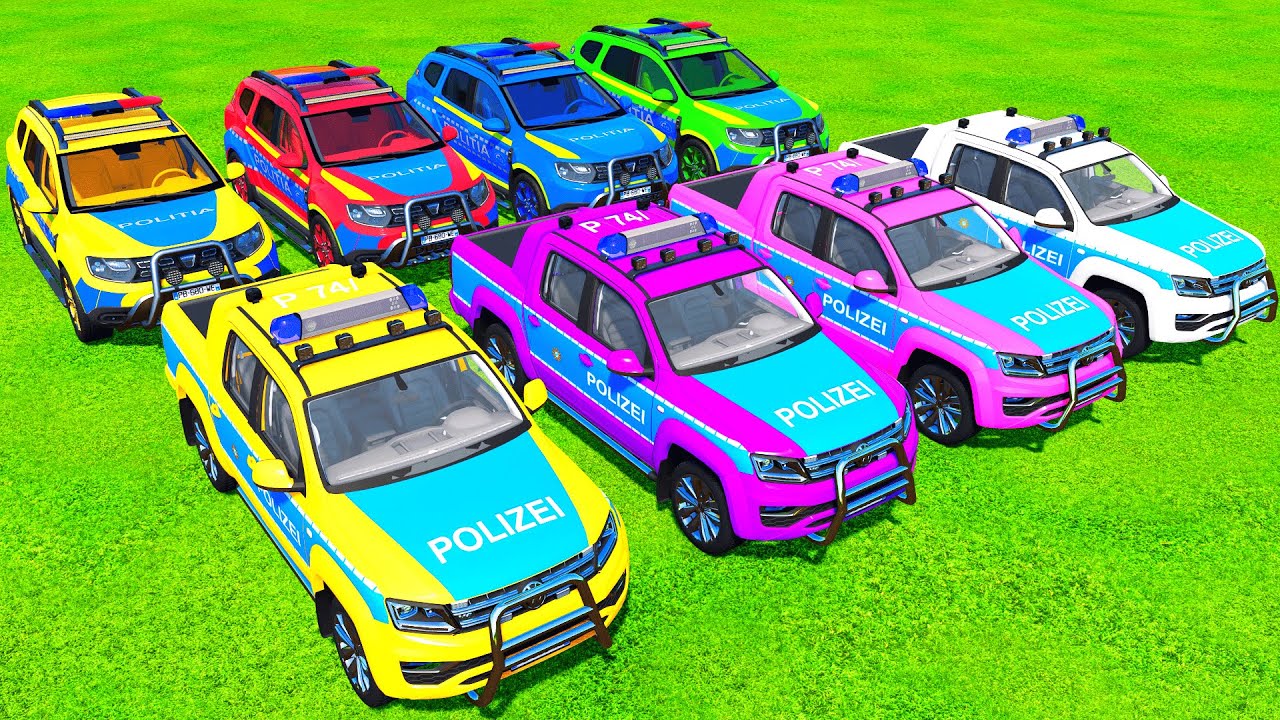 TRANSPORTANDO CARROS PIXAR E FRUTAS COM TRATORES COLORIDOS, JOHN DEERE vs CLAAS - BeamNG 