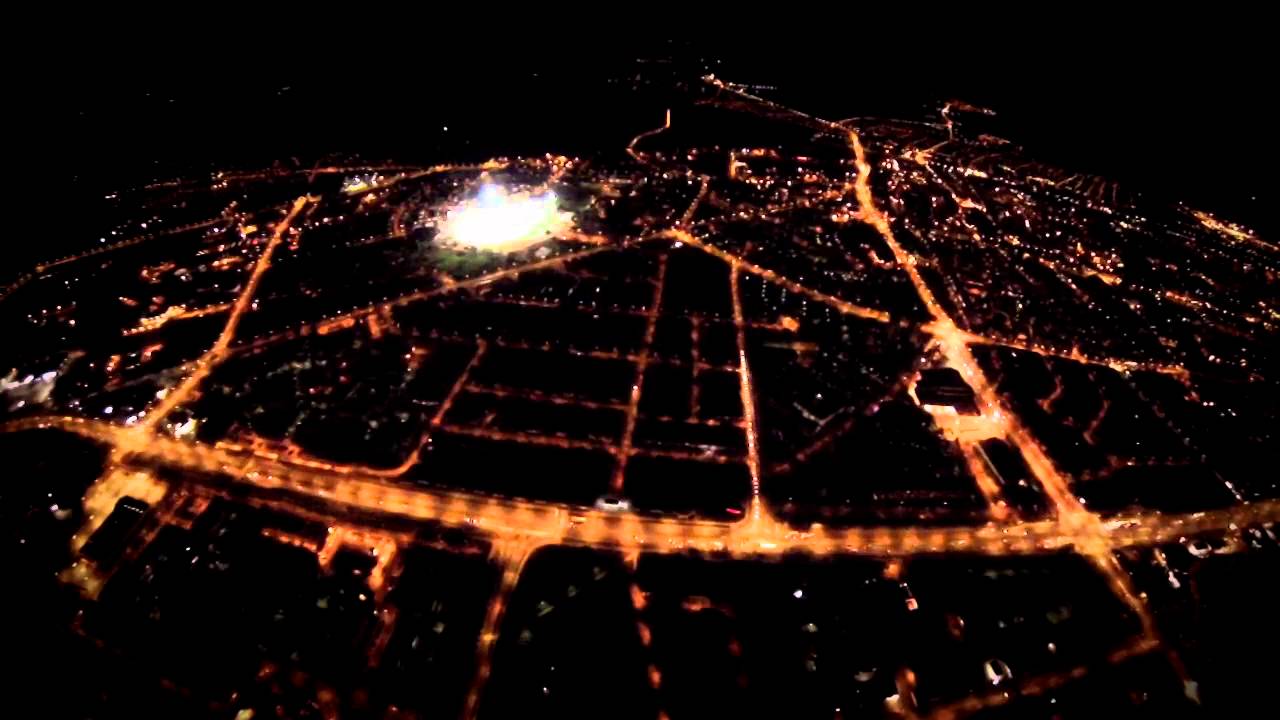 Leszno nocą z lotu ptaka