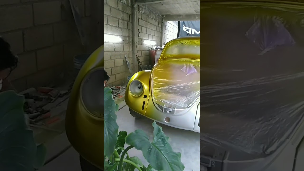 Pintando vocho en amarillo candy