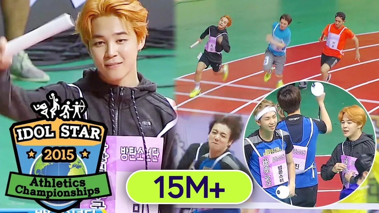 Lane One is SEVENTEEN... Lane Four is BTS!!! [2015 Idol Star Athletics Championships]