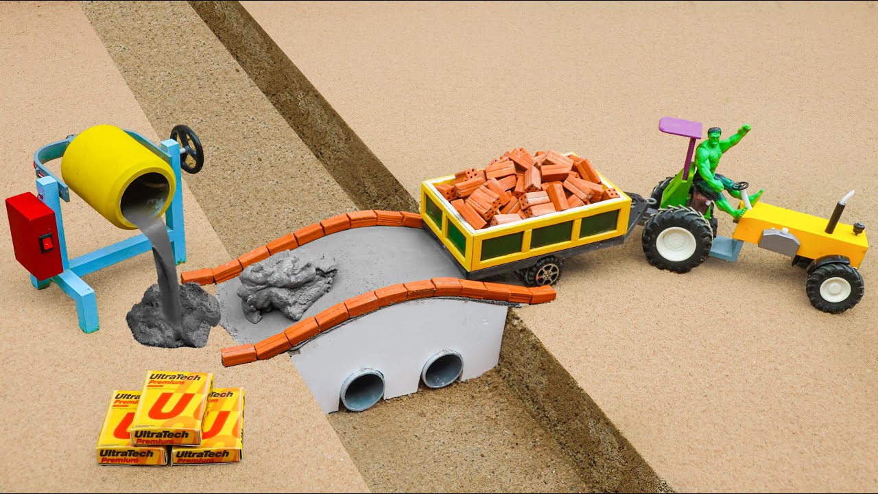 DIY Mini Brick Bridge Building Science Project Using Plumbing with Bricks and Metal Railings