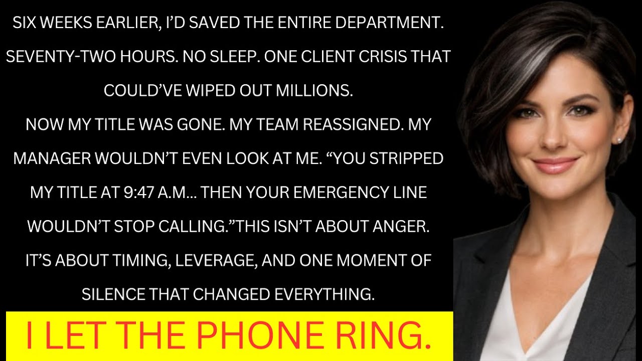 I WAS DEMOTED AFTER SAVING THE DEPARTMENT ONCE — SO I DECLINED ONE EMERGENCY CALL