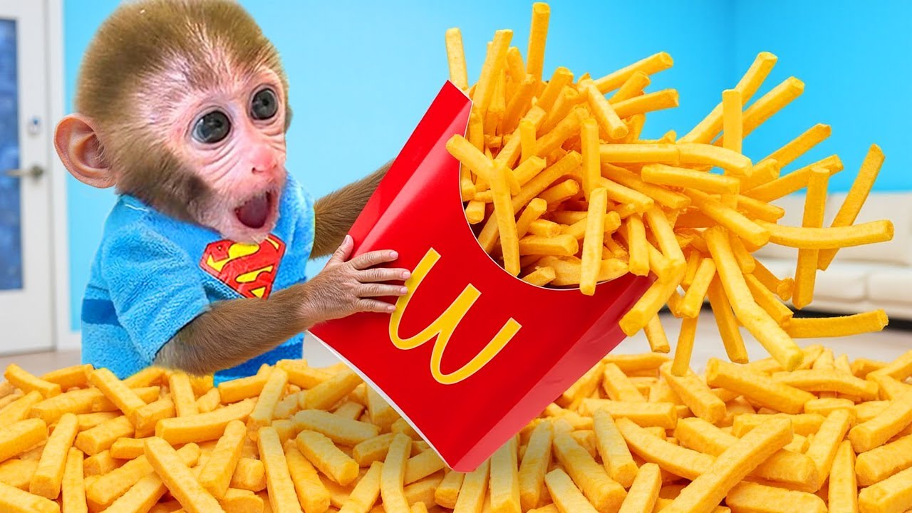 Macaquinho Gogo entrega batatas fritas e mini hambúrgueres no Mc's | Gogo Family