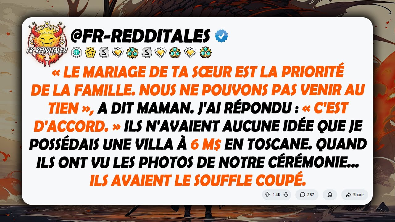 Mes parents ont choisi le mariage de ma sœur plutôt que le mien. Alors je me suis mariée dans...