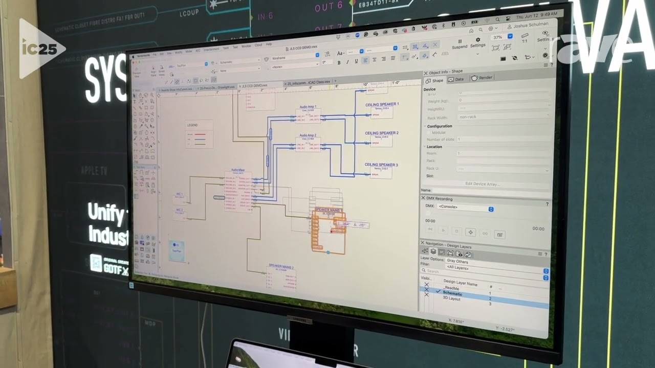 InfoComm 2025: Vectorworks Demos Vectorworks Spotlight with ConnectCAD for Riser Diagrams