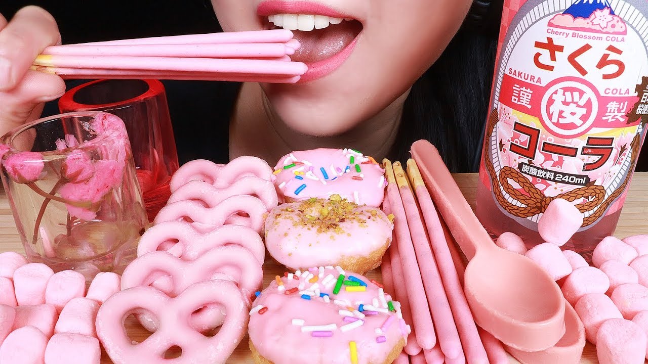 ASMR EATING SOUNDS Edible Jello Cups Pocky Donut Edible Spoons Marshmallow Inspired by Jane ASMR 咀嚼音
