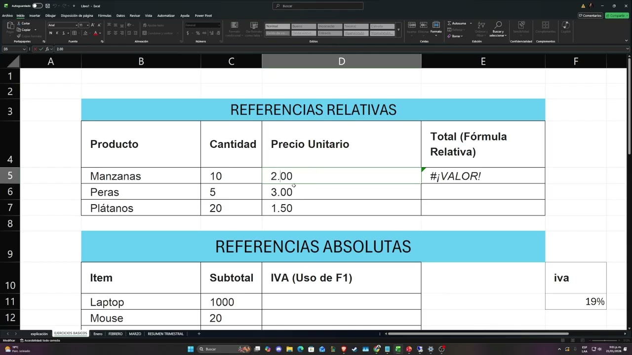 Clase 3: Referencias en Excel