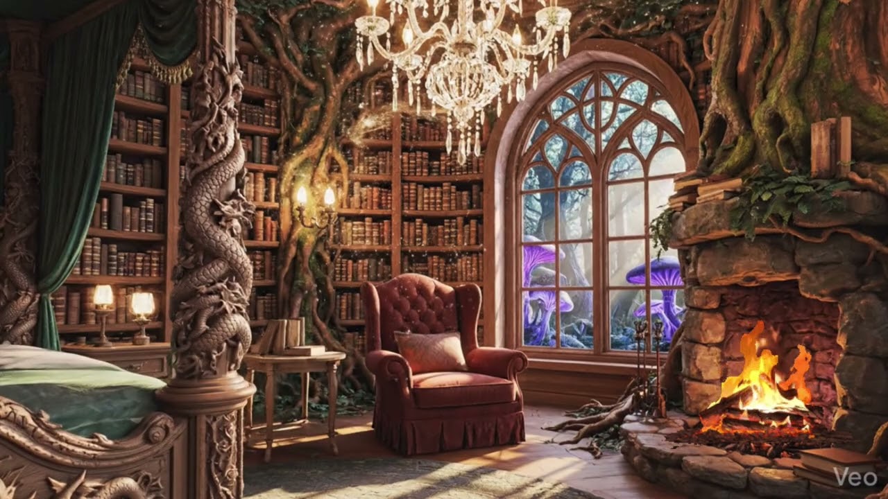 Cozy Bedroom With Fireplace | Soothing Visual Background | Gentle Loop for Relaxation 