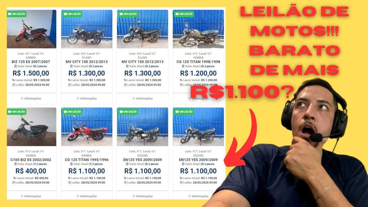 LIELÃO DE MOTOS APARTIR DE R$1500,00, MOTO BARATA NO LEILÃO, MOTO DE LEILÃO PARA TRABALHAR,XRE!