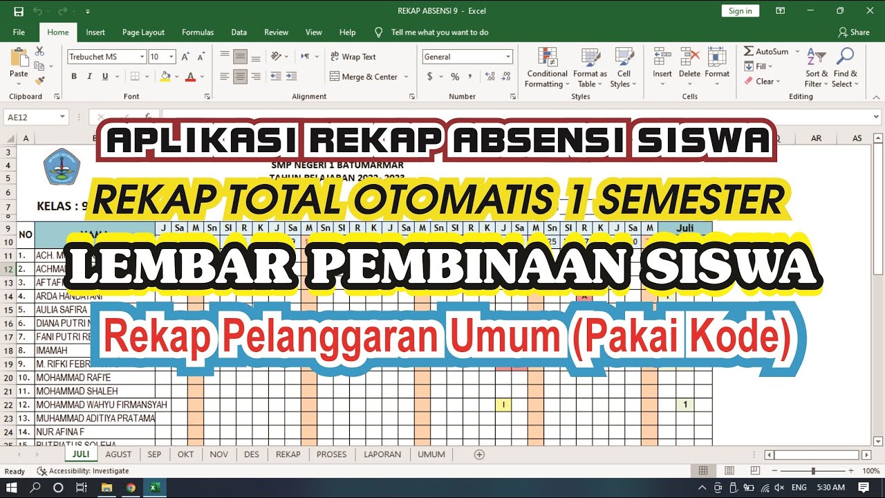 Aplikasi Rekap Absensi Siswa & Laporan Pembinaan Siswa