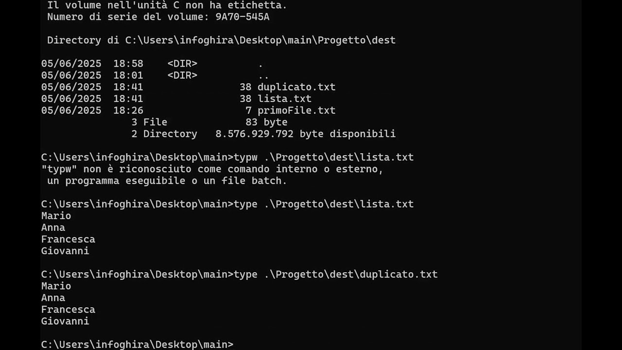 Terminale Windows - esercizio pratico con file e cartelle - Parte 2/2