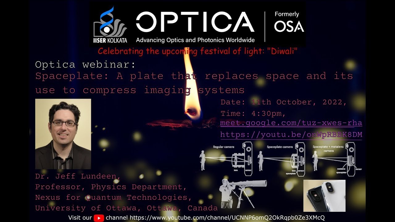 OPTICA Lecture-Spaceplate: A plate that replaces space and its use to...|Prof. Jeff S Lundeen