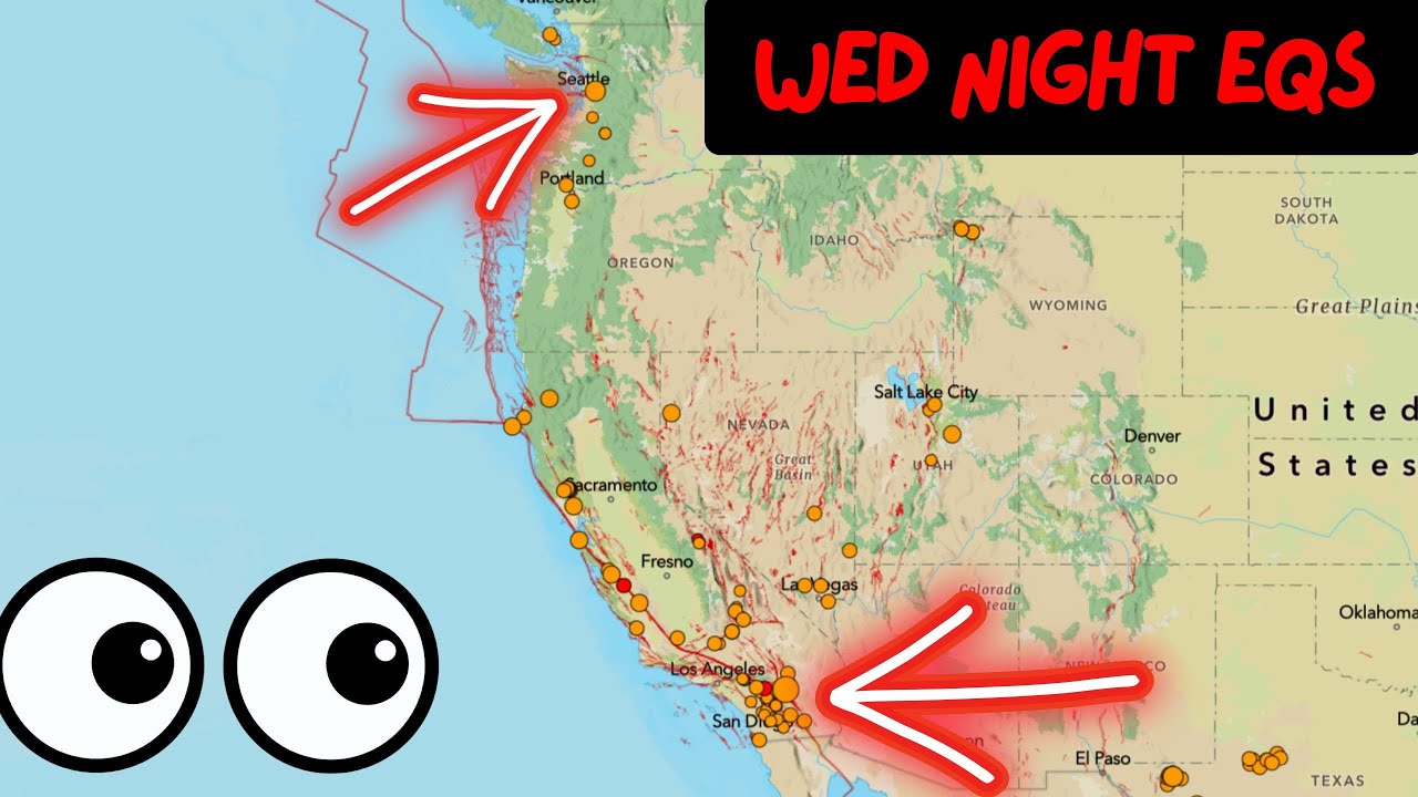 Southern California Earthquakes continue. 3.0 EQ near Seattle Washington. Wednesday Night update.