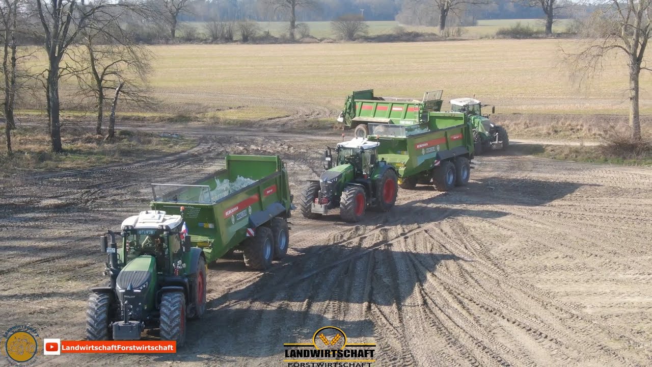 Jetzt wird Mistgestreut! 3 Fendt Traktoren mit Bergmann Miststreuer LU Hamster Lohnauftrag Düngung