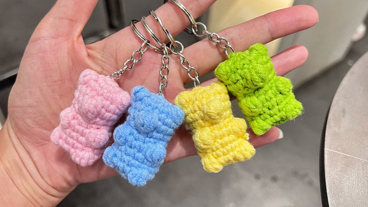[鉤針包包]鉤針教程🧶多巴胺果汁小熊软糖挂件钩针教程
