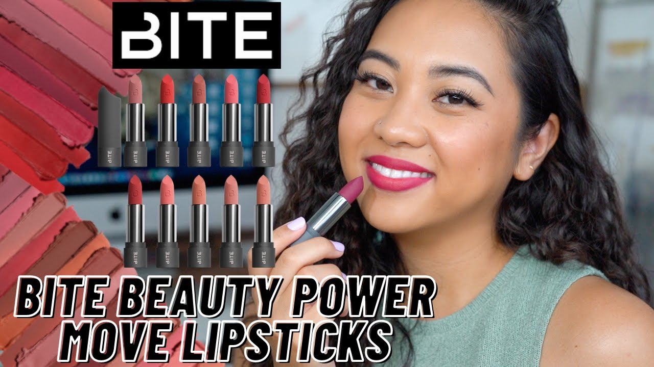 BITE BEAUTY POWER MOVE HYDRATING SOFT MATTE LIPSTICKS | SWATCHES + REVIEW ON MEDIUM SKINTONE