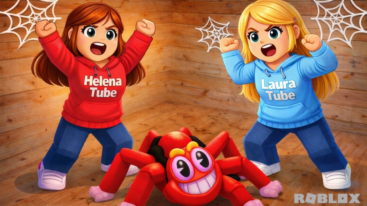 TENTANDO ESCAPAR DA ARANHA COM A MINHA IRMÃ LAURA NO ROBLOX SPIDER - Helena Tube Games