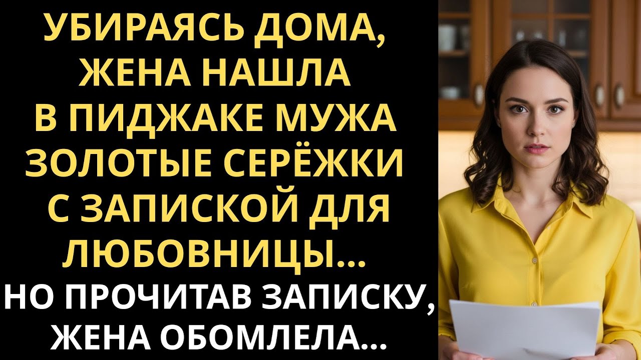 Убираясь дома, жена нашла в пиджаке мужа золотые серёжки с запиской для любовницы. Но прочитав...
