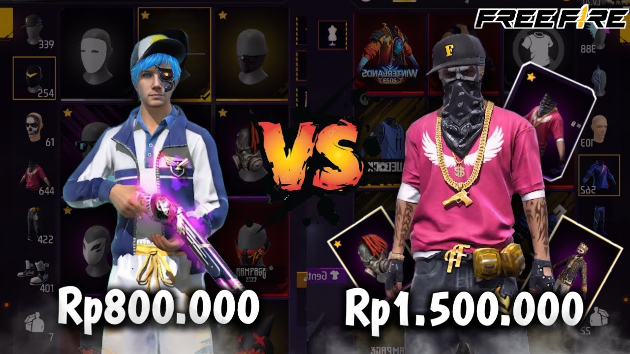 REVIEW AKUN FF HARGA Rp800.000 VS Rp1.500.000