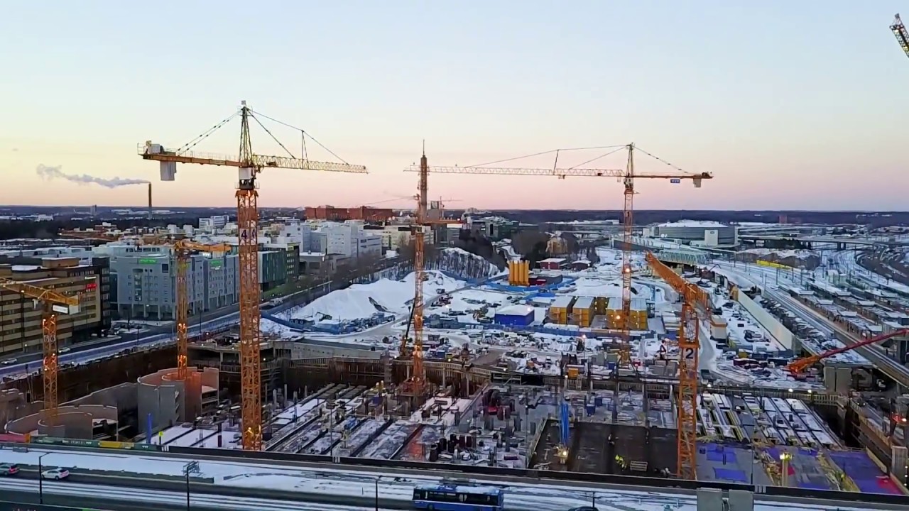Pasila - Tripla - construction site from drone