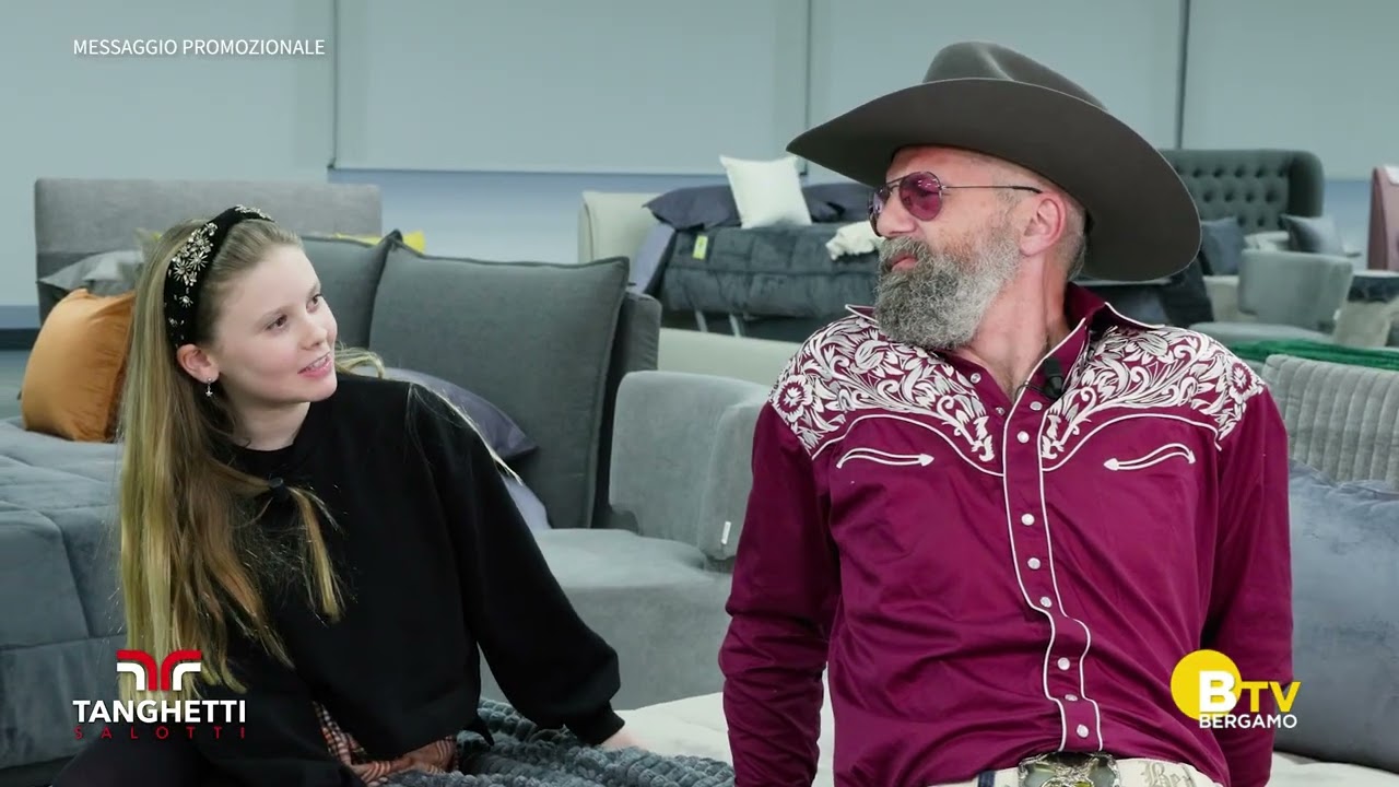Il Bepi attore nella telepromozione 2025 di Tanghetti Salotti su BG TV (La musica è cambiata)