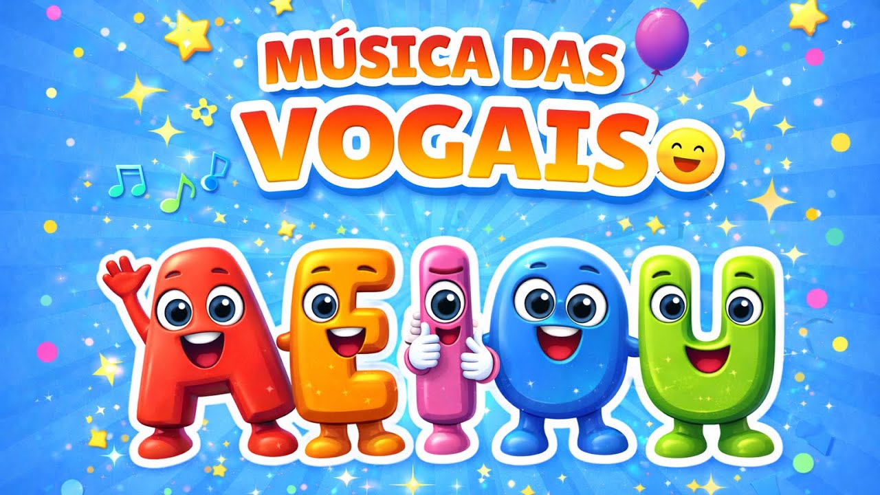 Música das Vogais | Aprenda A E I O U Cantando | Alfabetização Infantil