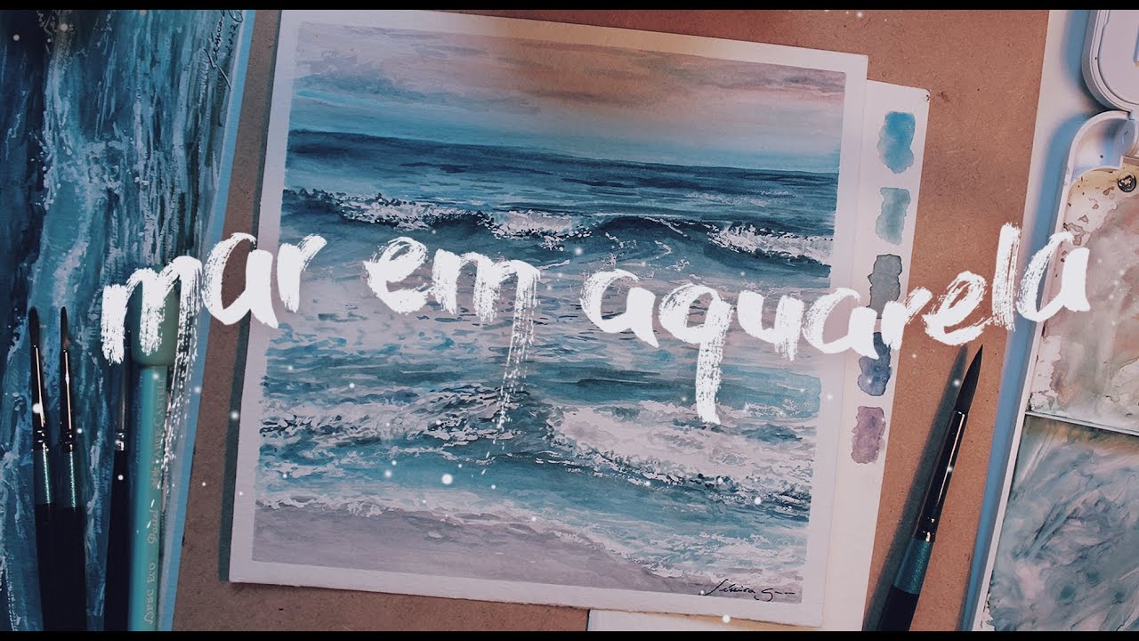 Como PINTAR MAR COM AQUARELA  - Pintura em Aquarela , Dicas Pintando Ondas do Mar, praia em Aquarela
