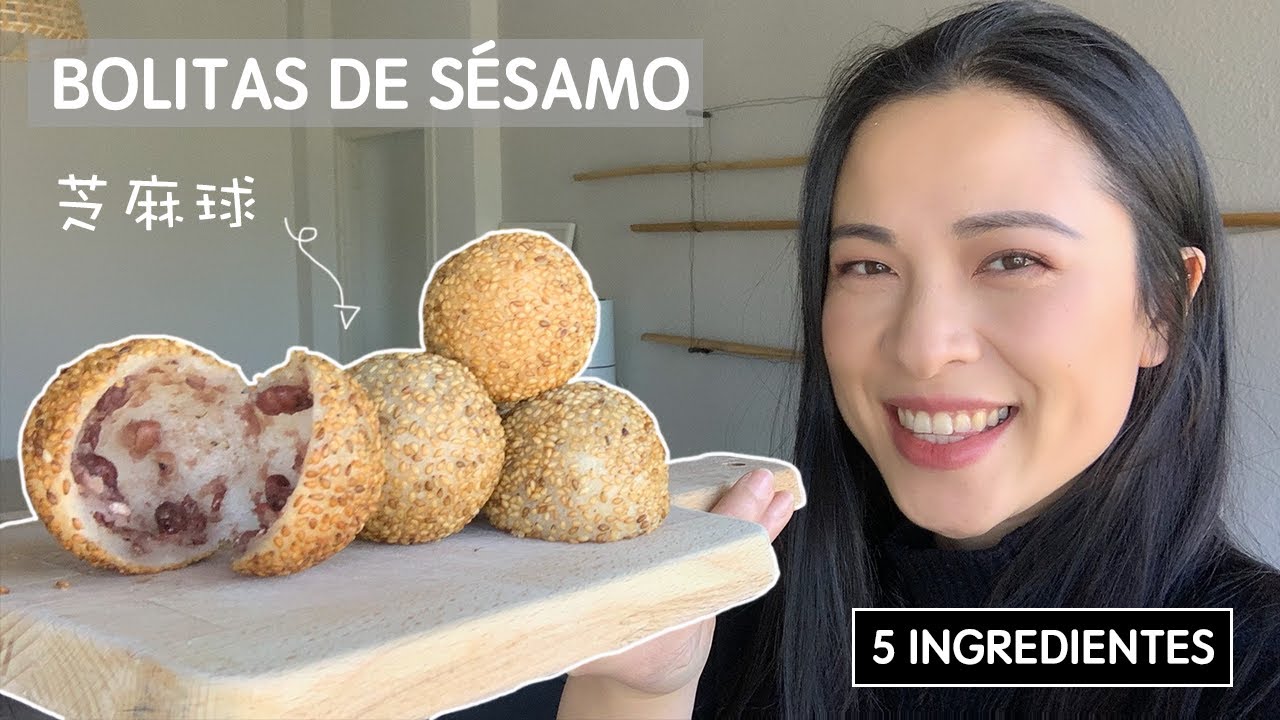 BOLAS FRITAS DE S&Eacute;SAMO | 芝麻球 🍪🍪 | Receta de postre chino solo con 5 INGREDIENTES