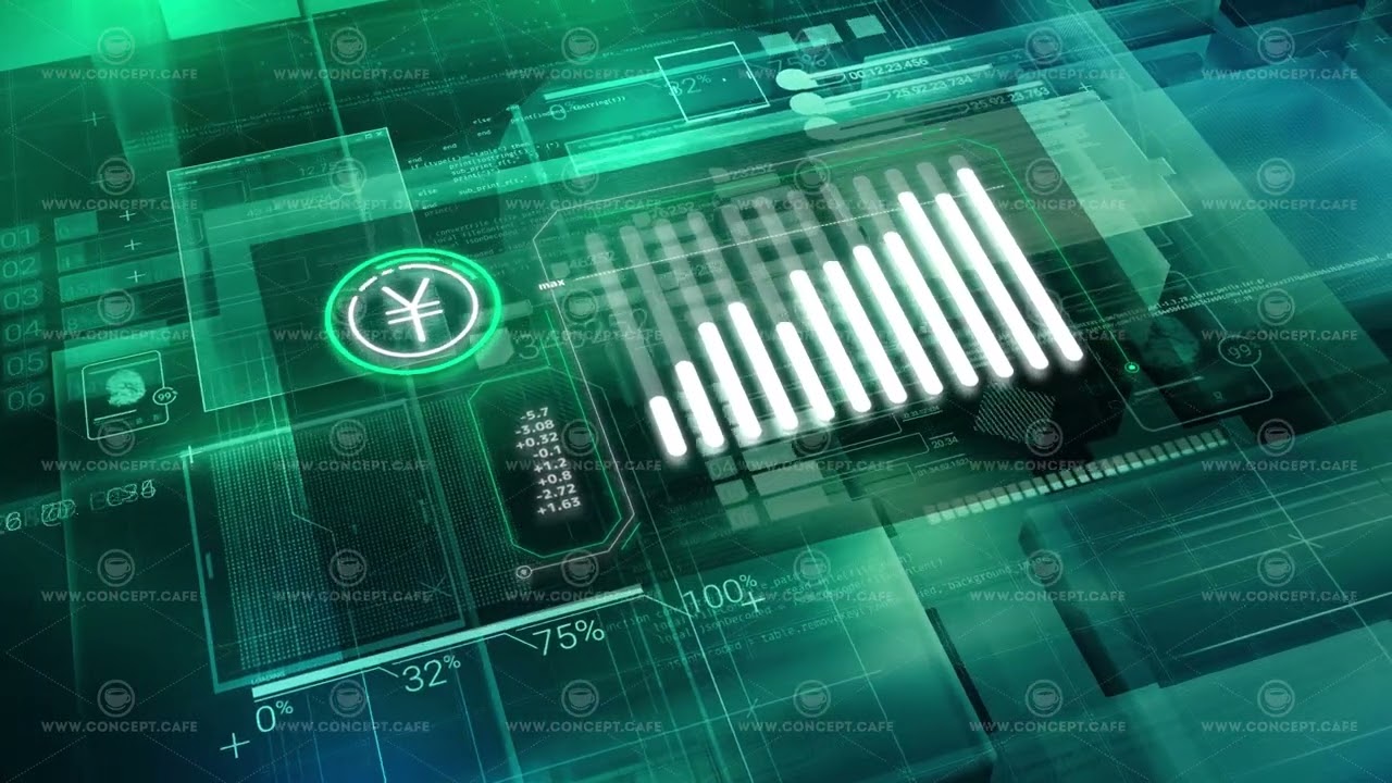 Animation of abstract infographic about the growth of the yen.