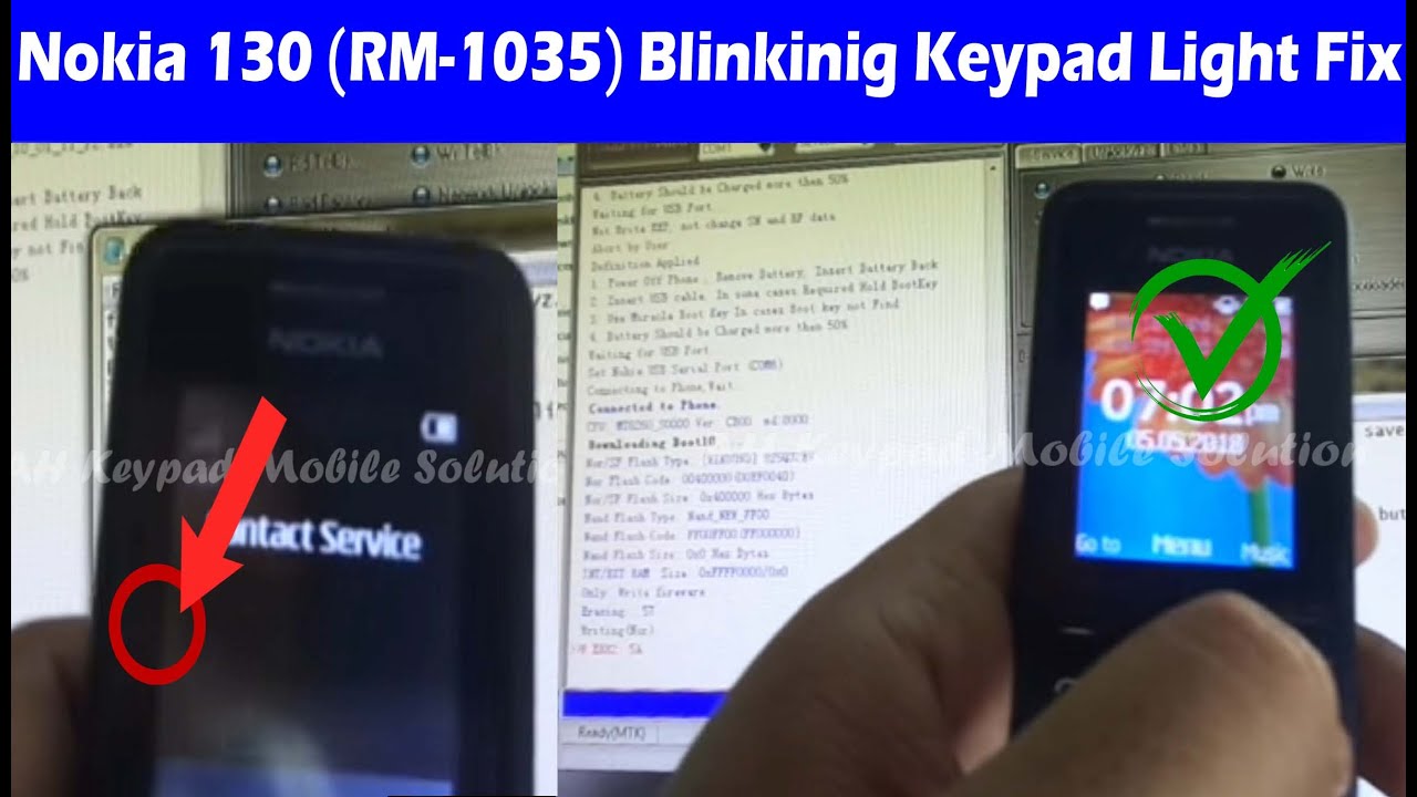 Nokia 130 (RM-1035) Keypad Light Blinking Free Solution