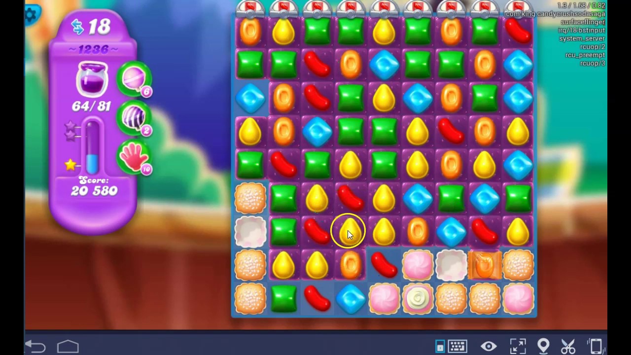 Candy Crush SODA Saga Level  1236 ~ BOOSTER RAIN and MOVE RUSH