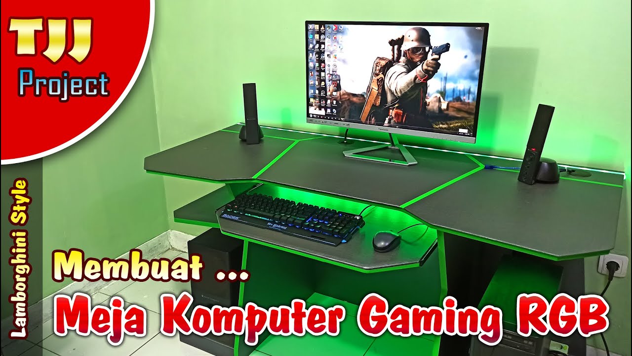 Membuat meja komputer gaming RGB finishing kertasive | DIY RGB GAMING DESK