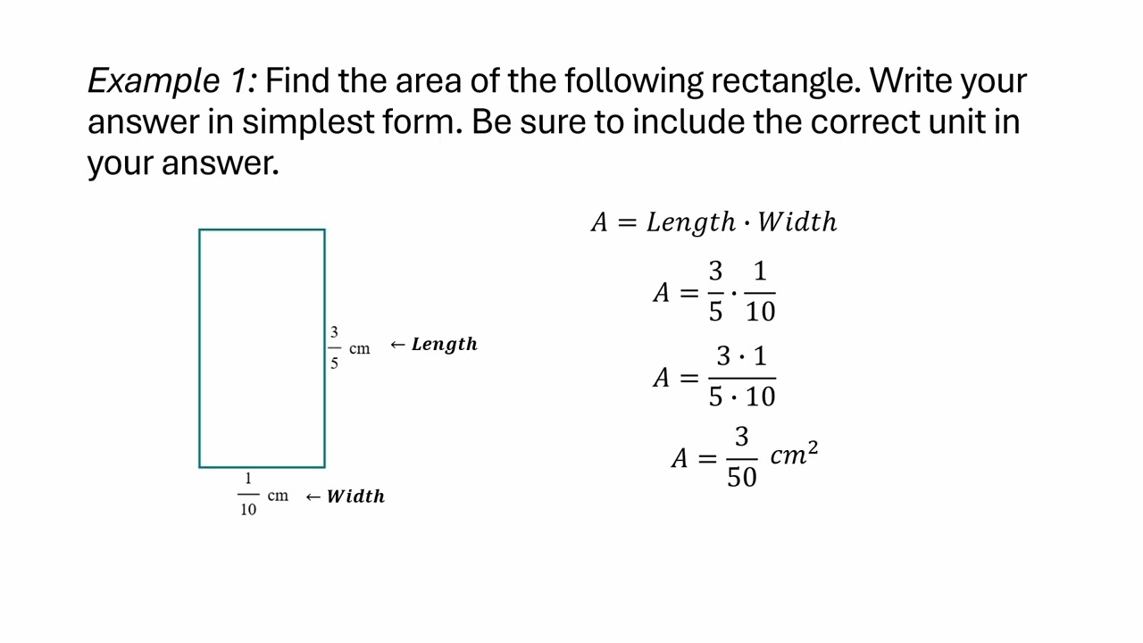 Area of a rectangle involving fractions