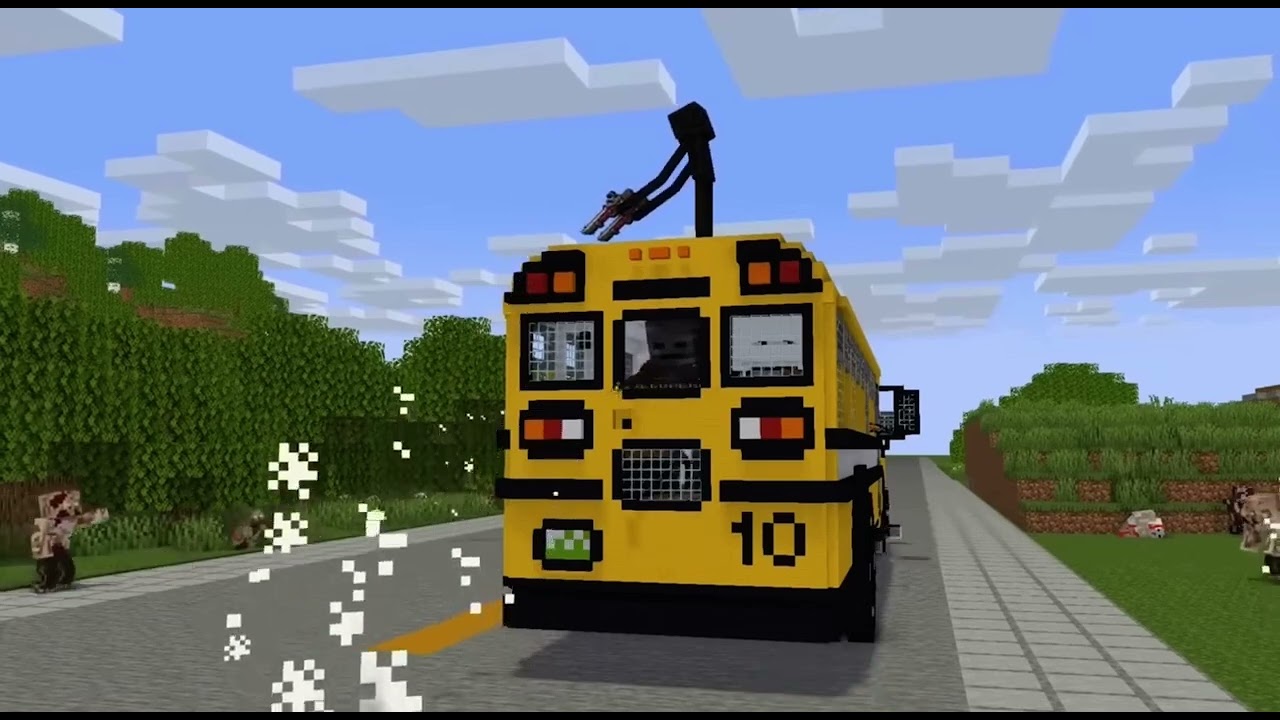 School bus vs mega zombie- monster school zombie attack