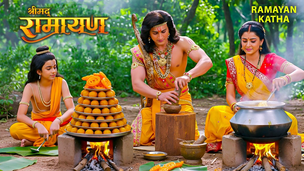सीता ने जंगल में बनाकर खिलाया राम-लक्ष्मण को प्रसाद | Shrimad Ramayan #sitaram #ram #food #foodie