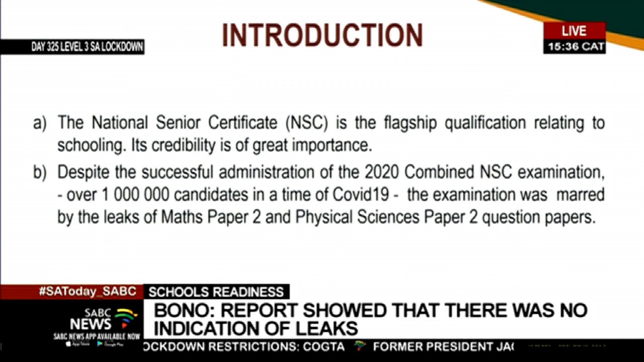 Schools reopening I Basic education department gives report on leaked exam papers