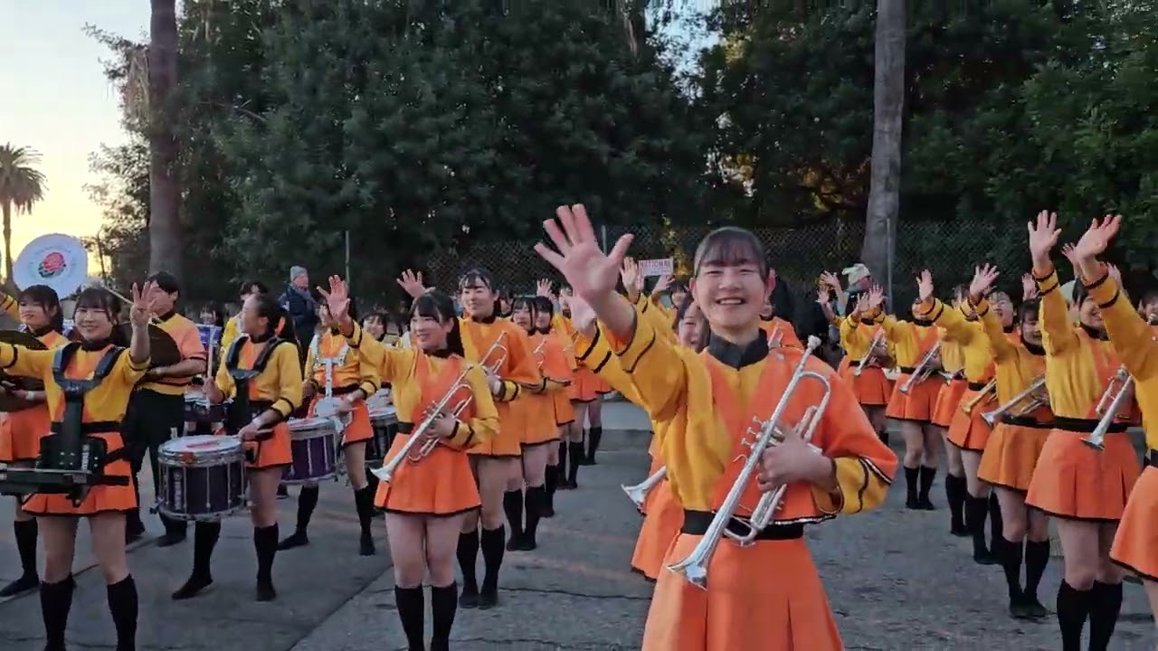 Kyoto Tachibana HS Green Band warm up 01Jan2025 🌹  Parade  pasadena CA