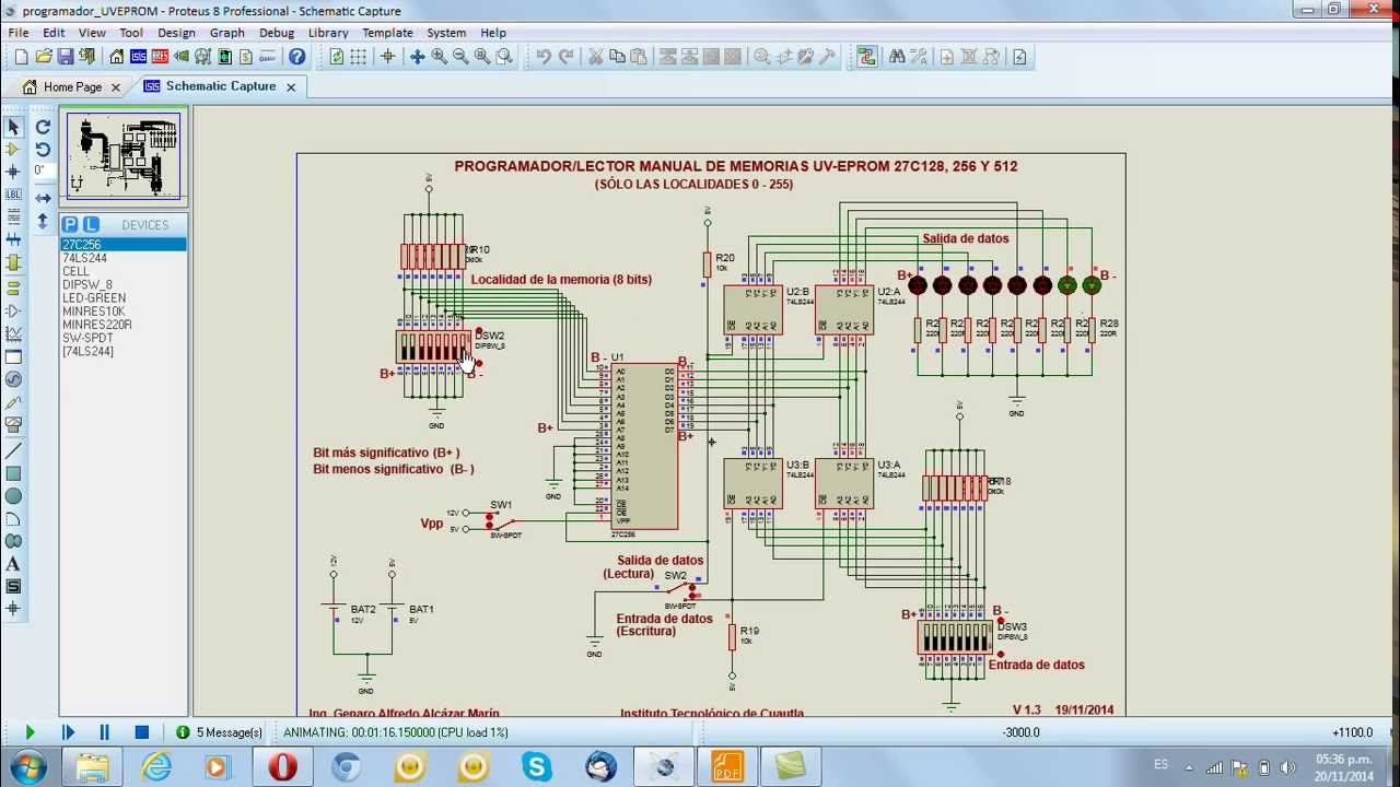 Programador/Lector de forma manual, de Memorias UV-EPROM