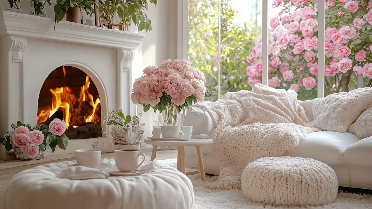 4K Relaxing Piano Music & Crackling Fireplace for For Relax, Stress Relief and Anxiety, Meditation