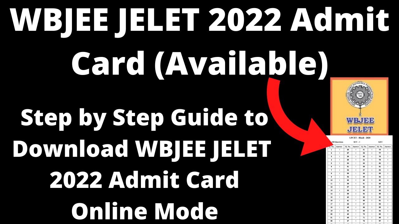 WBJEE JELET 2022 Admit Card (Available) - How to Download WBJEE JELET 2022 Admit Card  Online Mode