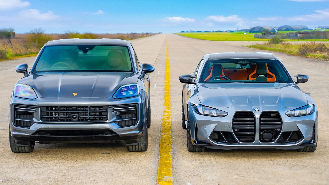 BMW M4 v Porsche Cayenne Turbo: DRAG RACE