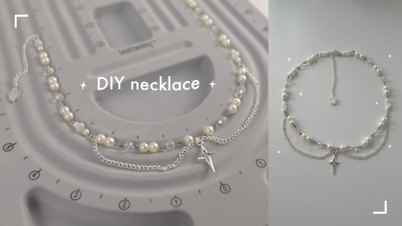 making a beaded necklace ✨ (pinterest inspired, y2k, diy)