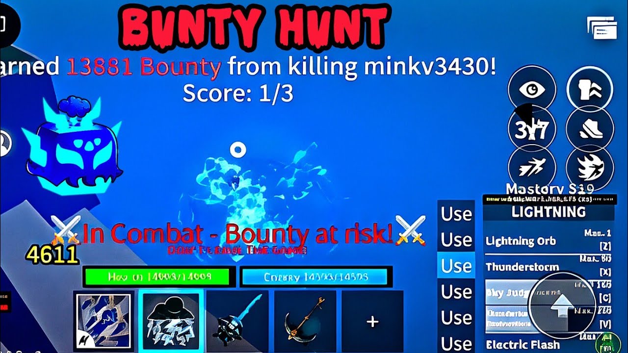 Bunty hunt with lightning fruit in blox fruits #bloxfruits #roblox #video 