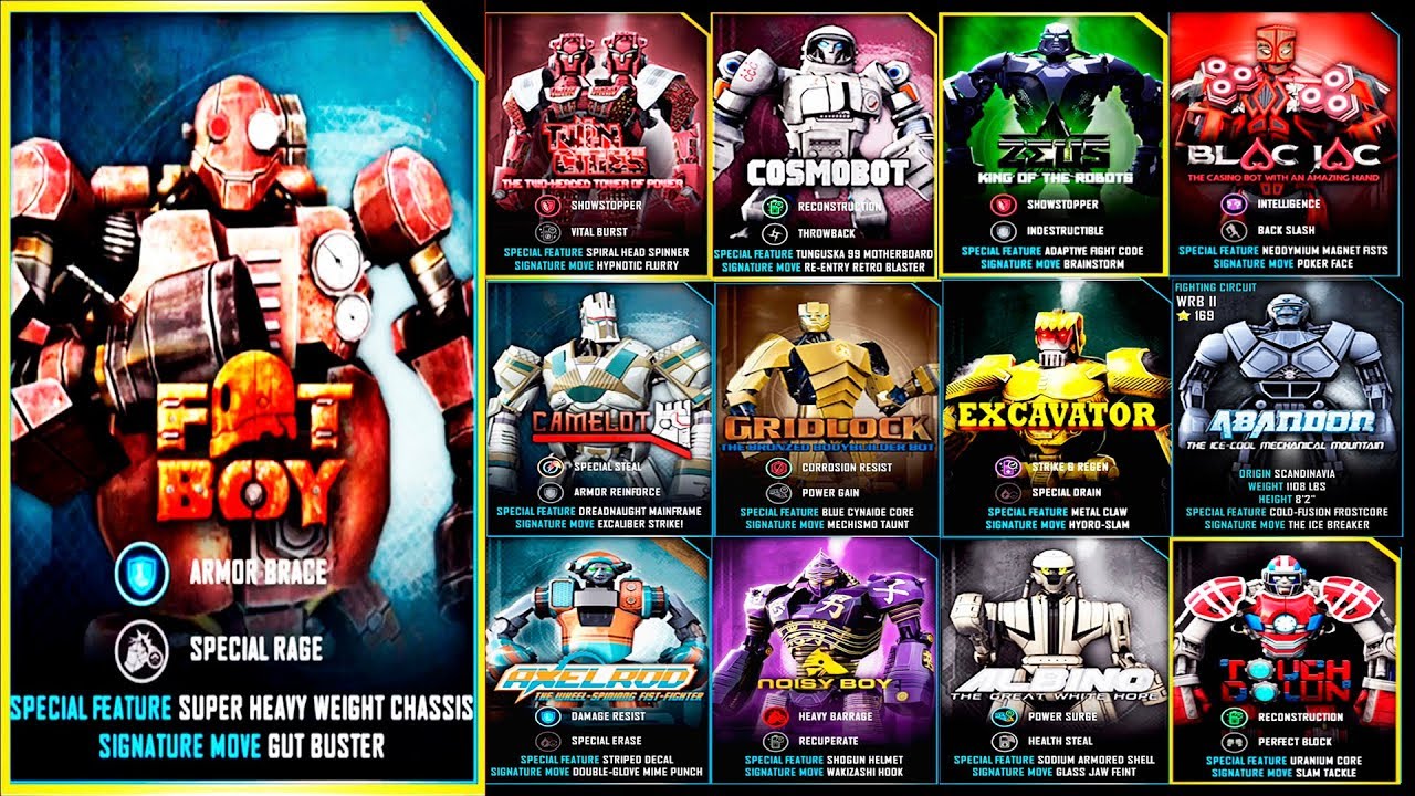 Real Steel WRB Old School Fat Boy VS ALL WBR I & II ROBOTS Series Fights (Живая Сталь)